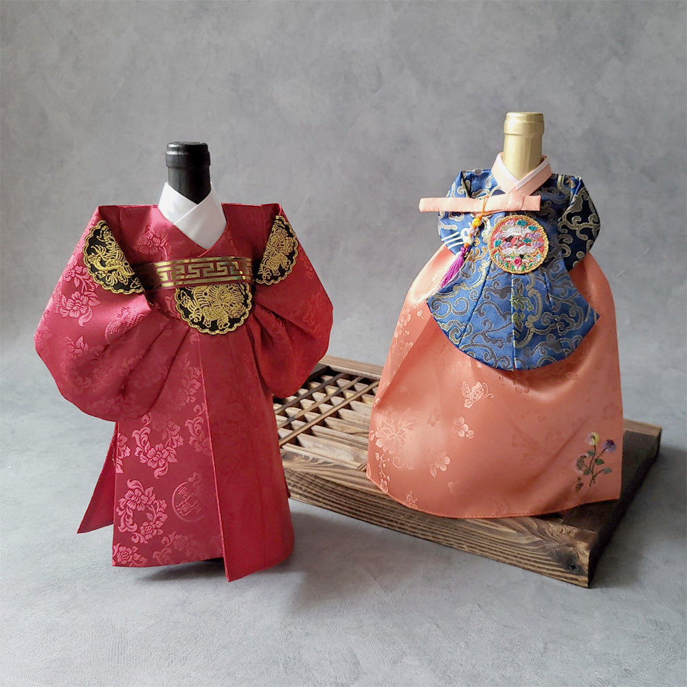 Premium Hanbok Wine Bottle Cover - Traditional Korean Gift Wrap for Dinner Parties, Hostess Gifts & Korean Culture Lovers