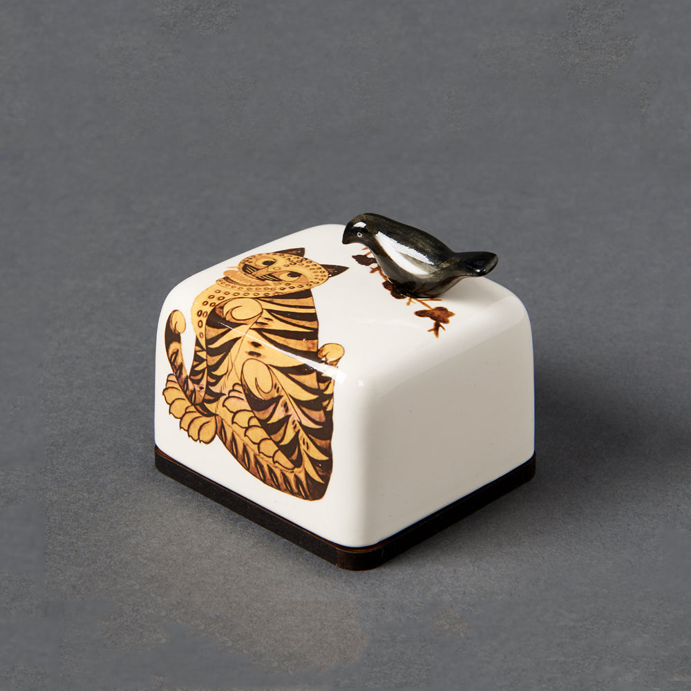 Ceramic Music Box - Tiger and Magpie