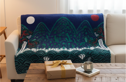 Premium Korean Art Blanket - Irworobongdo (Symbol of Prosperity & Good Luck) | Meaningful Luxury Gift for Teachers, Professors, and Colleagues